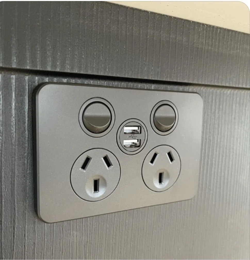 USB-C & USB-A powerpoint — timber wall — Brunswick VIC