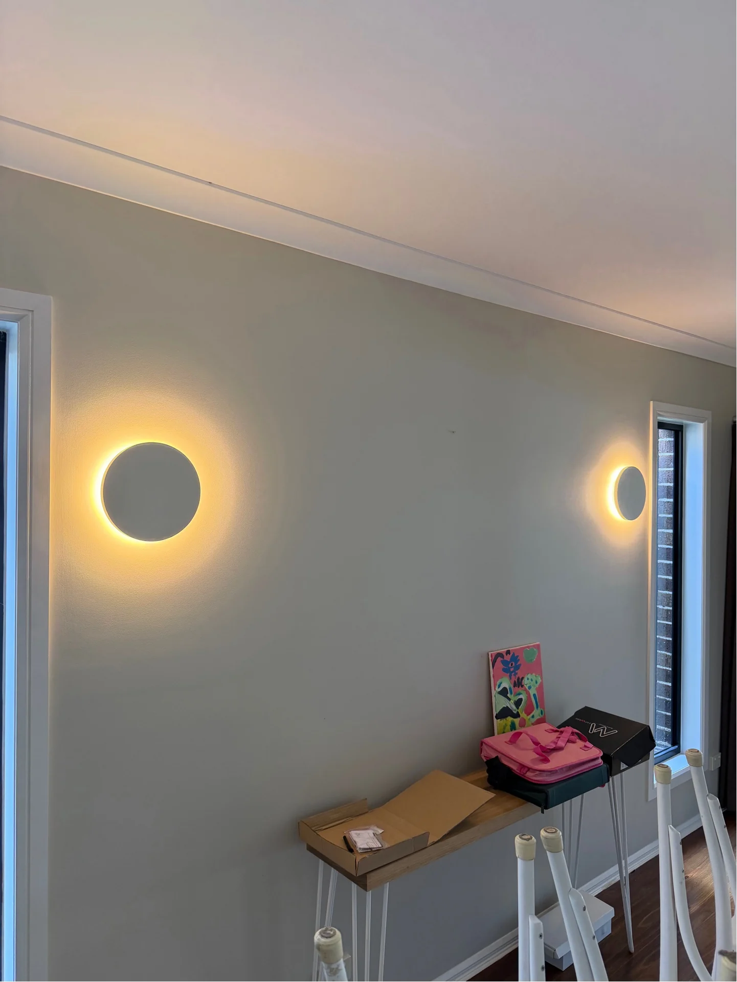 Circular wall lights — living room — Greensborough VIC